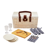 "Tahoe" Cream-Colored Wooden Picnic Basket for Four by Twine Living