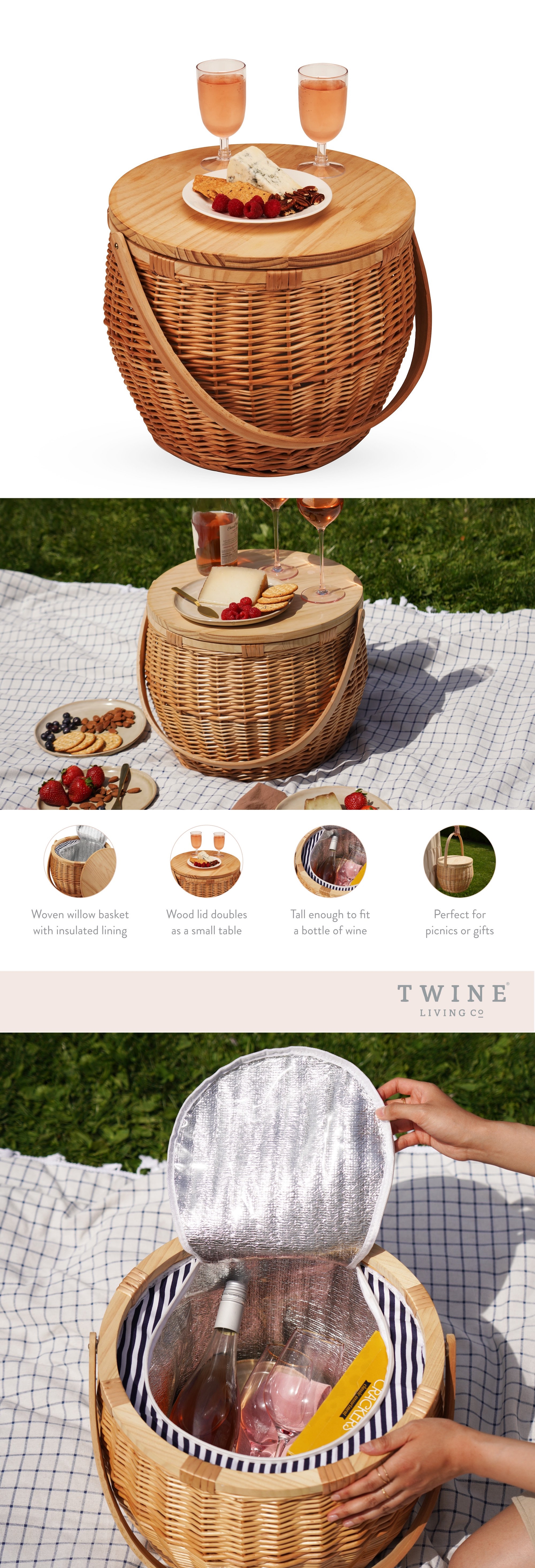 "Cask" Woven Willow Picnic Basket by Twine Living