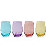 Vino: Colorful Stemless Wine Glasses by True (Set of 4)