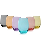 Vino: Colorful Stemless Wine Glasses by True (Set of 6)