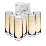 "Bubbly" Stemless Champagne Flutes by True (Set of 8)