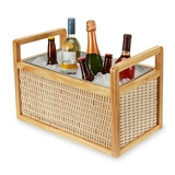 Rattan & Wood Beverage Tub with Galvanized-Metal Insert by Twine Living