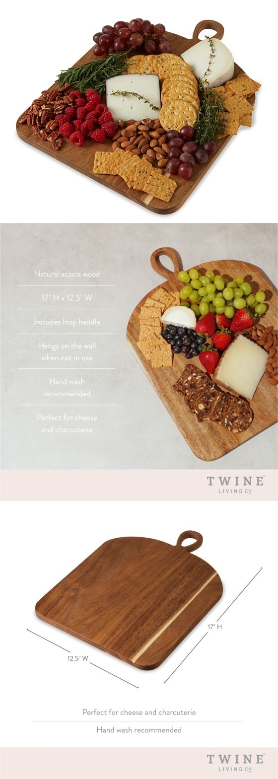 Gorgeous Large Acacia-Wood Looped Serving Board by Twine Living