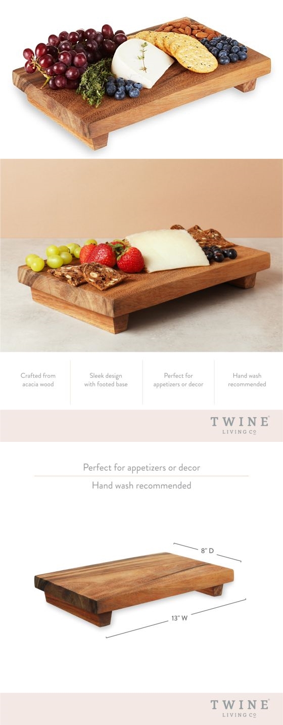 Footed Design Acacia-Wood Serving Board by Twine Living