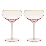 Gold-Rimmed 'Rose' Crystal Coupe Glasses by Twine Living (Set of 2)