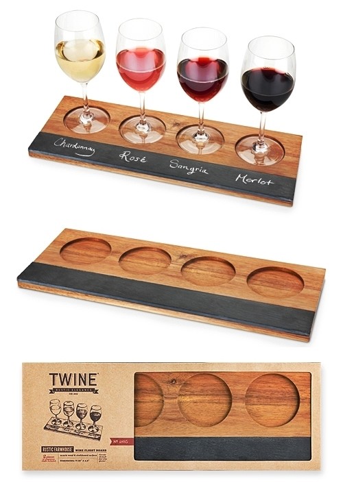 Twine Acacia Wood Wine Flight Board