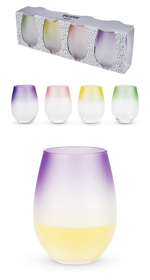 Blush Frosted: Ombre Stemless Wine Glasses